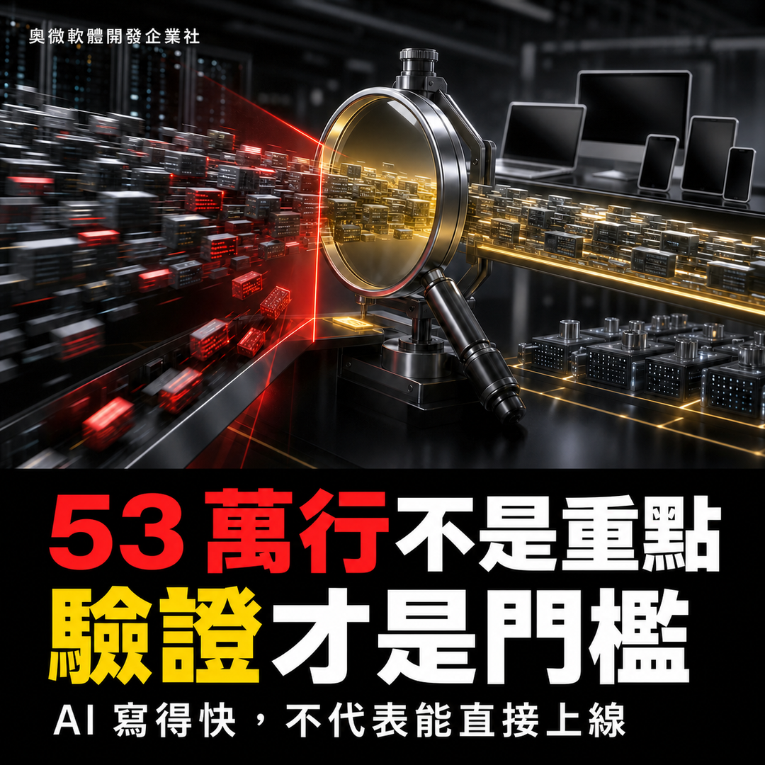 53 萬行不是重點，驗證才是門檻