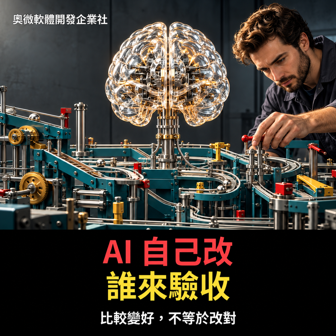 AI 自己改流程,誰來判它改對了?別把「比較像成功」當成驗收