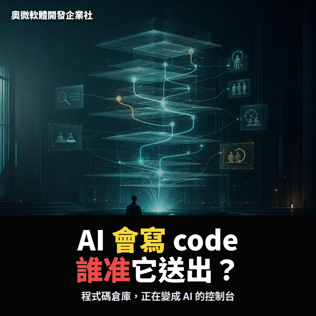 AI 程式碼與 repository 控制邊界示意圖
