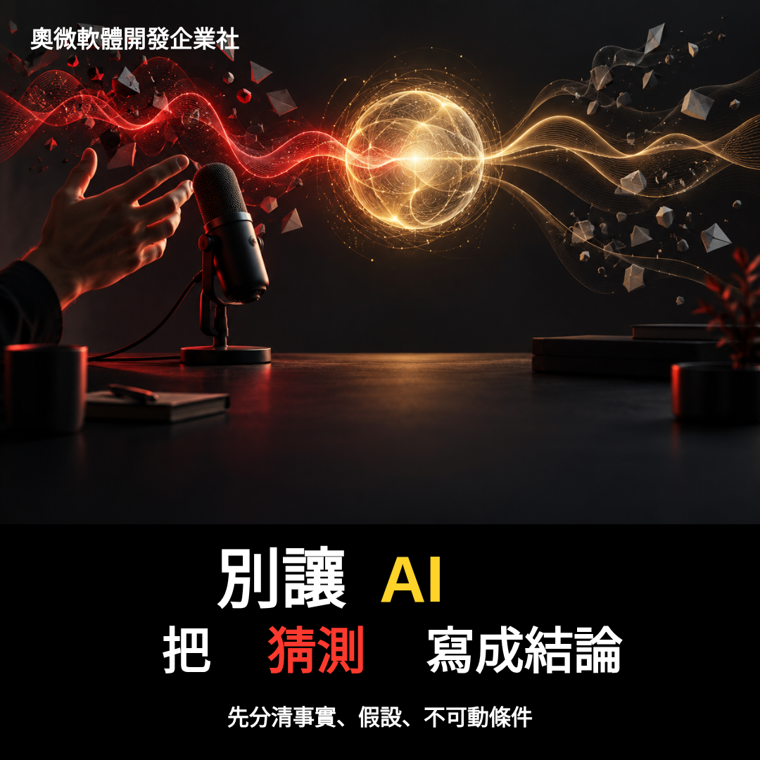 AI 語音輸入整理已知事實、假設與不可動條件的教學示意圖