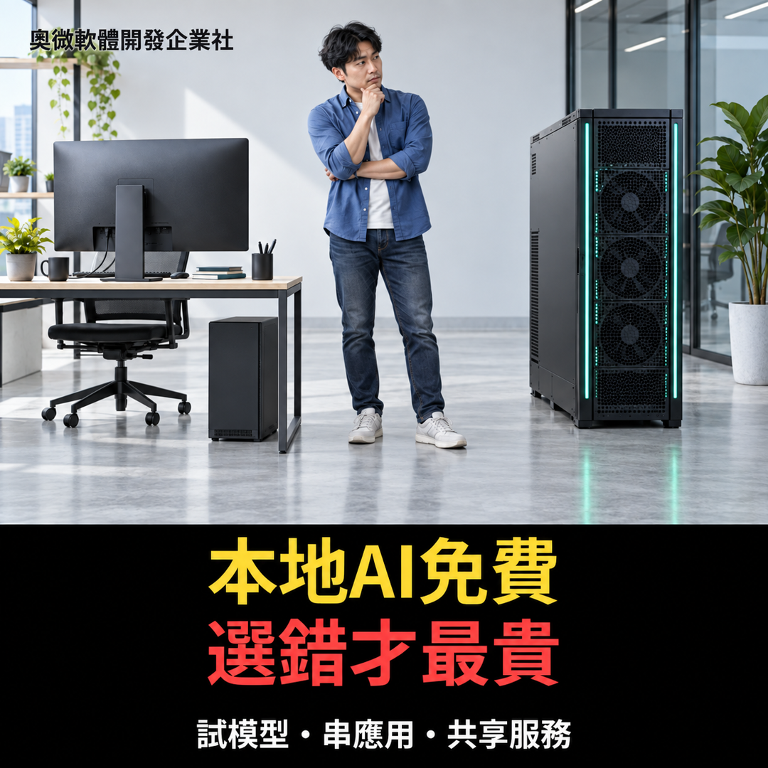 本地 AI 工具部署選擇的概念插畫