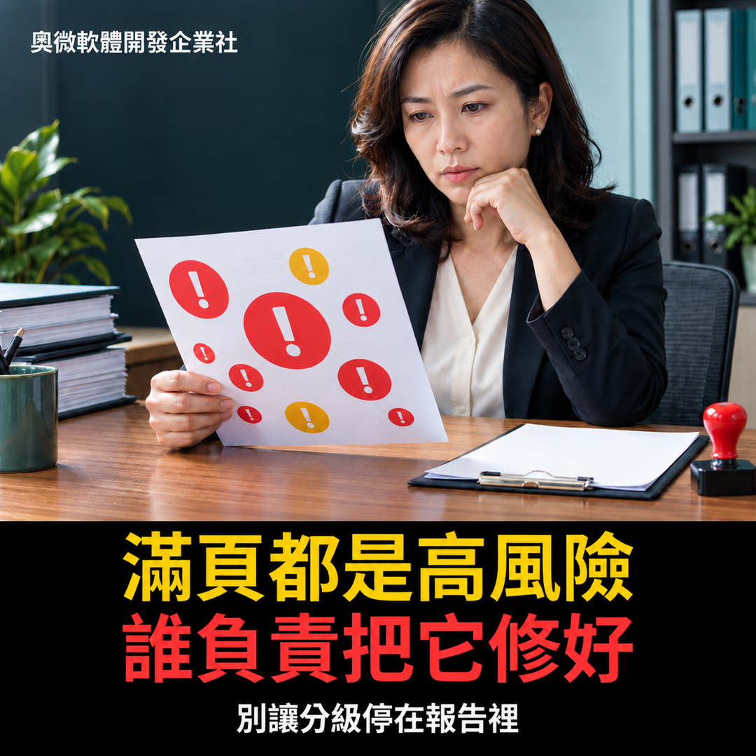 資安報告滿頁紅字，卻沒人要修？高中低不是你的待辦順序
