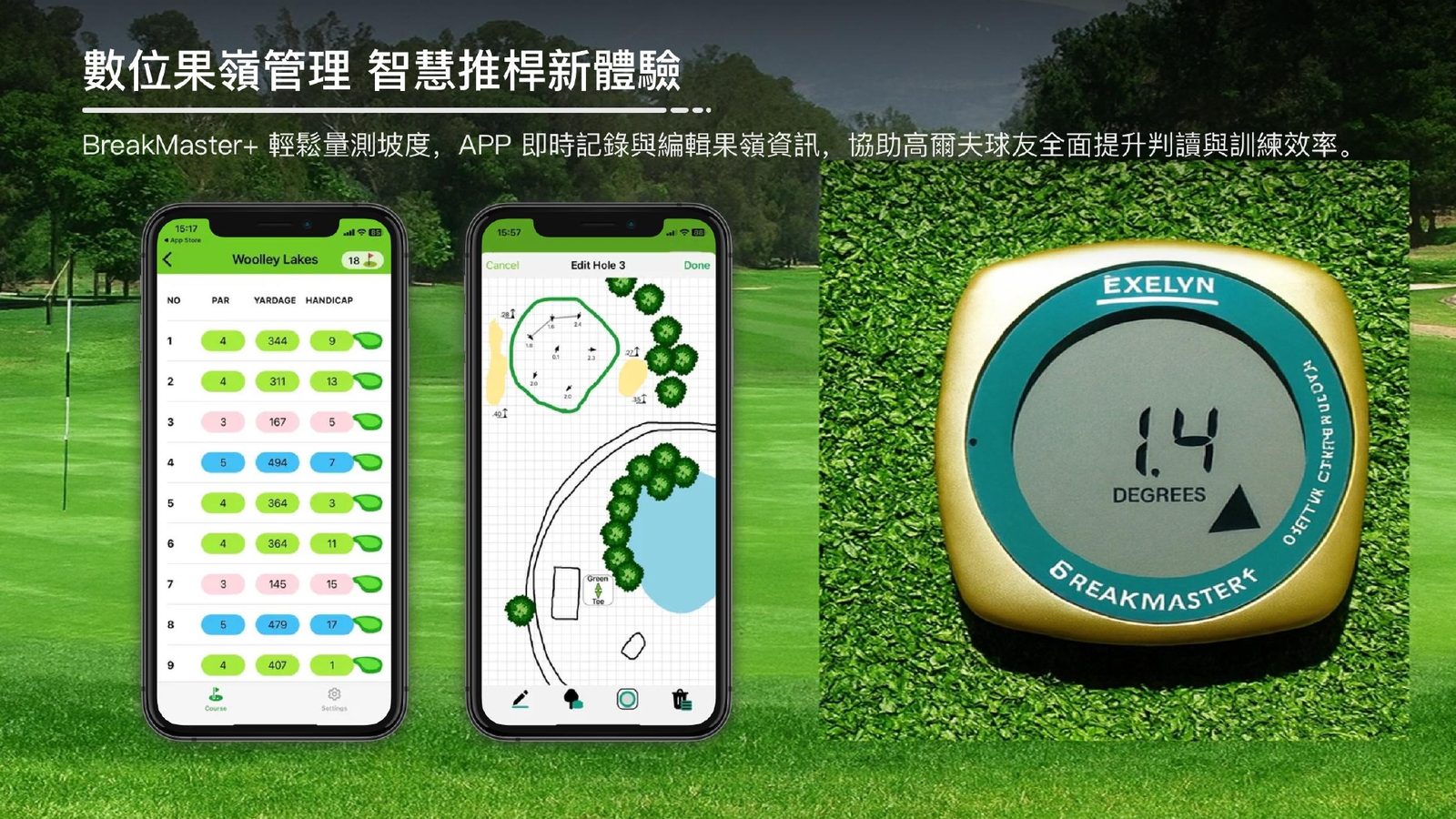 BreakMaster+｜高爾夫果嶺量測與球洞資訊管理
